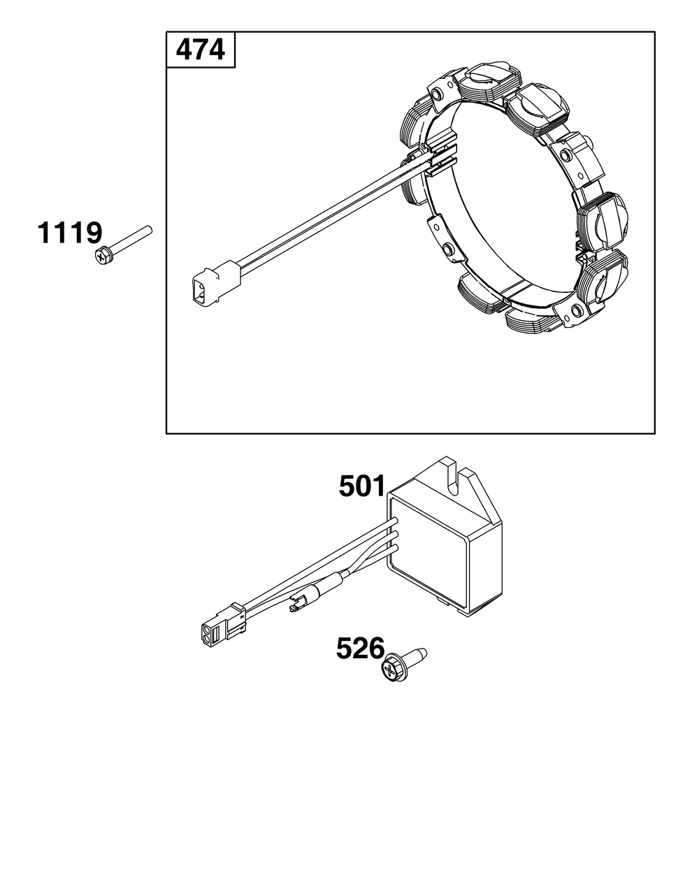 Alternator Group Diagram and Parts List for 386447-0435-B5 200000 - 399999 Briggs and Stratton Engine
